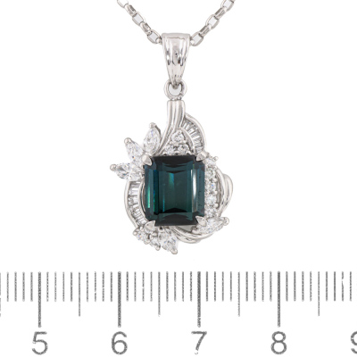 2.48ct Green Tourmaline & Diamond Pendant - 2