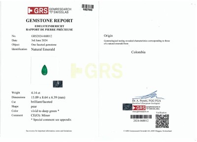 4.14ct Muzo Green Emerald & Diamond Ring GRS - 5