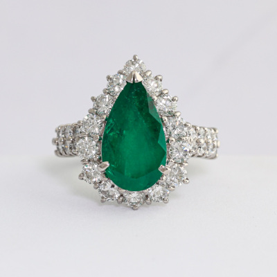 4.14ct Muzo Green Emerald & Diamond Ring GRS - 9