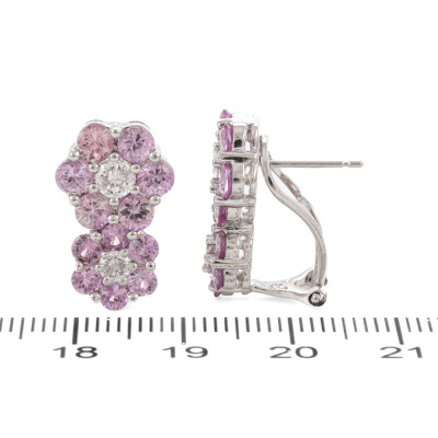 3.60ct Sapphire & Diamond Earrings - 2