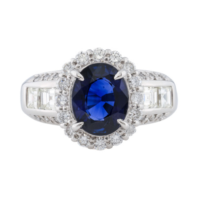 2.60ct Sapphire & 1.21ct Diamond Ring