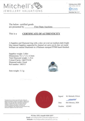 2.60ct Sapphire & 1.21ct Diamond Ring - 4