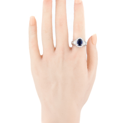 2.60ct Sapphire & 1.21ct Diamond Ring - 7