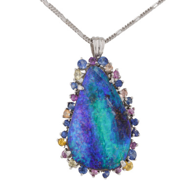 25.44ct Boulder Opal & Sapphire Pendant