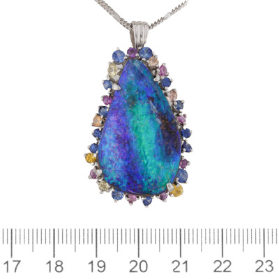 25.44ct Boulder Opal & Sapphire Pendant - 2