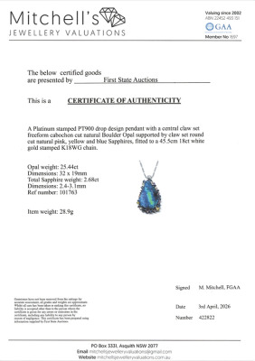 25.44ct Boulder Opal & Sapphire Pendant - 3