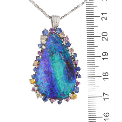 25.44ct Boulder Opal & Sapphire Pendant - 4