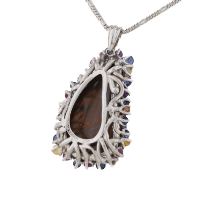 25.44ct Boulder Opal & Sapphire Pendant - 5