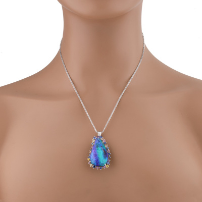 25.44ct Boulder Opal & Sapphire Pendant - 6