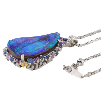 25.44ct Boulder Opal & Sapphire Pendant - 7