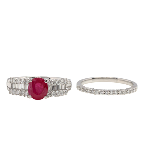 1.40ct Ruby Ring & Diamond Eternity Ring Set