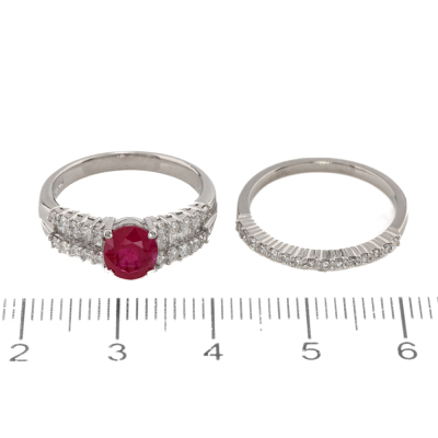1.40ct Ruby Ring & Diamond Eternity Ring Set - 2