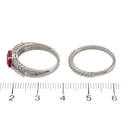 1.40ct Ruby Ring & Diamond Eternity Ring Set - 4