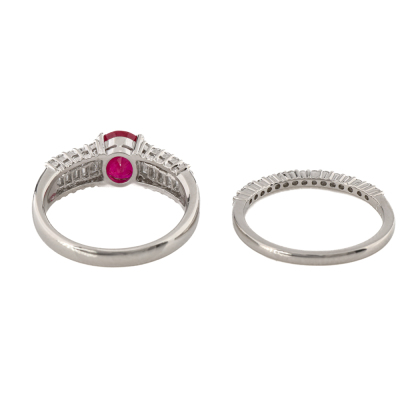 1.40ct Ruby Ring & Diamond Eternity Ring Set - 5