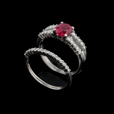 1.40ct Ruby Ring & Diamond Eternity Ring Set - 6
