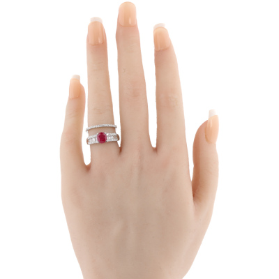 1.40ct Ruby Ring & Diamond Eternity Ring Set - 7
