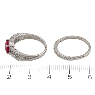 1.40ct Ruby Ring & Diamond Eternity Ring Set - 9