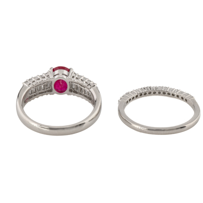 1.40ct Ruby Ring & Diamond Eternity Ring Set - 10