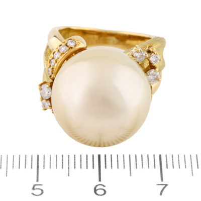 16.3mm South Sea Pearl & Diamond Ring - 5