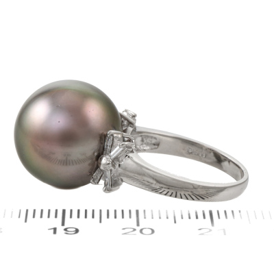 15.4mm Tahitian Pearl and Diamond Ring - 3