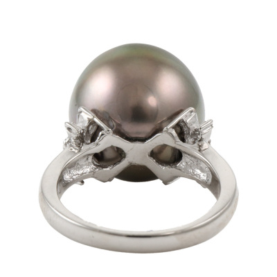 15.4mm Tahitian Pearl and Diamond Ring - 4
