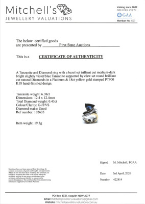 6.38ct Tanzanite & Diamond Ring, 19.3G - 4