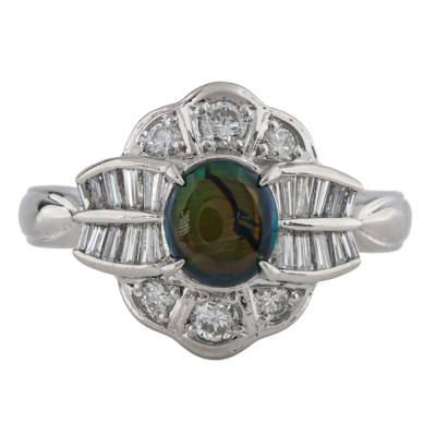 0.67ct Black Opal & Diamond Ring