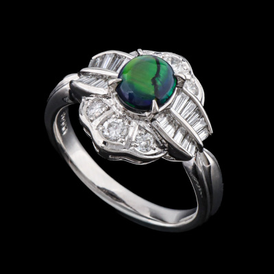 0.67ct Black Opal & Diamond Ring - 5
