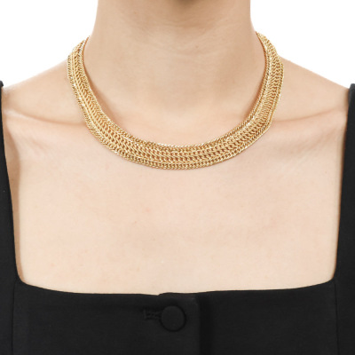 Gold Mesh Necklace with Sapphires, 19ct 47.8g