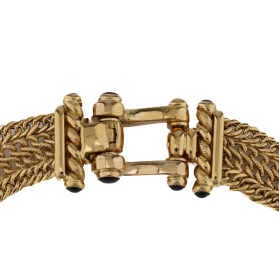 Gold Mesh Necklace with Sapphires, 19ct 47.8g - 2