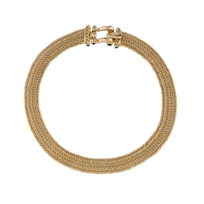 Gold Mesh Necklace with Sapphires, 19ct 47.8g - 3