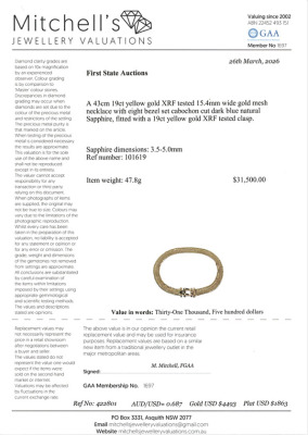 Gold Mesh Necklace with Sapphires, 19ct 47.8g - 4