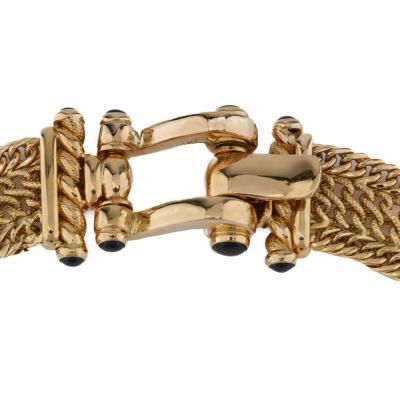 Gold Mesh Necklace with Sapphires, 19ct 47.8g - 5