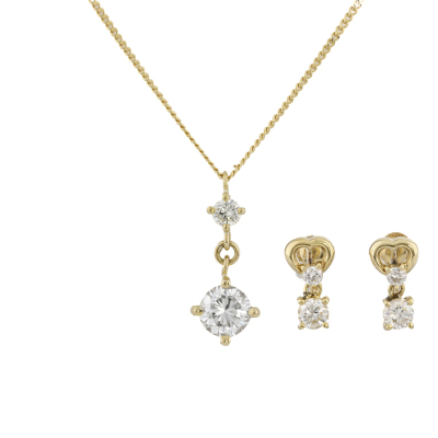 Diamond Pendant & Diamond Earrings