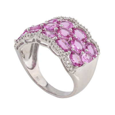 Pink Sapphire 5.50ct & Diamond 18ct Gold Ring