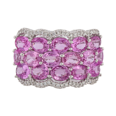 Pink Sapphire 5.50ct & Diamond 18ct Gold Ring - 2