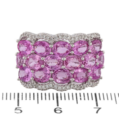 Pink Sapphire 5.50ct & Diamond 18ct Gold Ring - 3