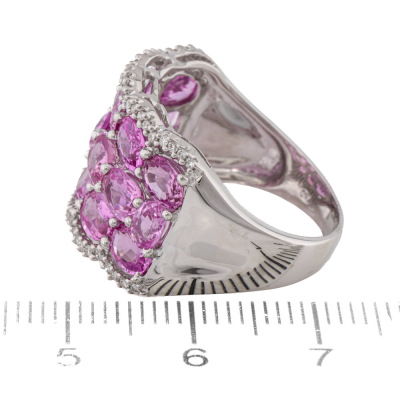 Pink Sapphire 5.50ct & Diamond 18ct Gold Ring - 4