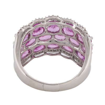 Pink Sapphire 5.50ct & Diamond 18ct Gold Ring - 5