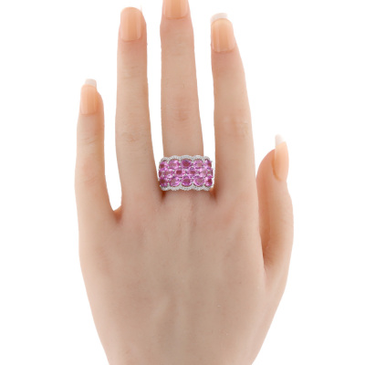 Pink Sapphire 5.50ct & Diamond 18ct Gold Ring - 7