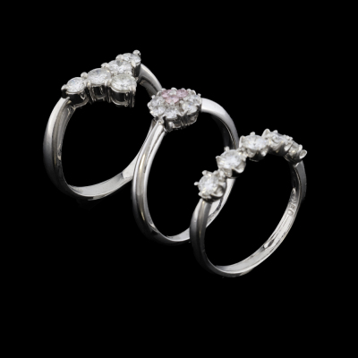 Pink Diamond Ring & Two White Diamond Rings - 2