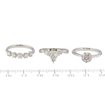 Pink Diamond Ring & Two White Diamond Rings - 3