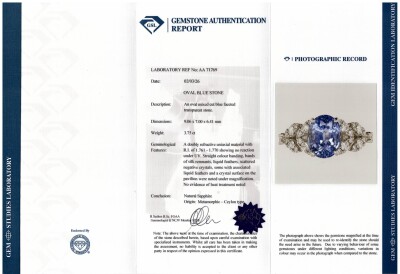 3.75ct Sri Lankan Unheated Sapphire Ring GSL - 4