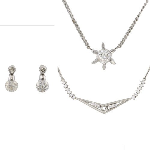 Diamond Necklace, Pendant & Earrings Set