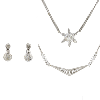 Diamond Necklace, Pendant & Earrings Set