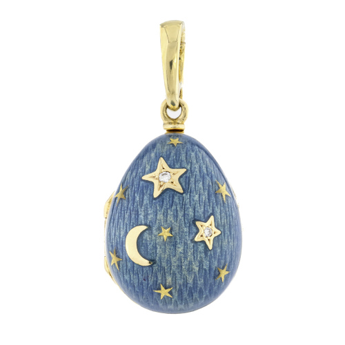 Faberge Enamel Star & Moon Locket Pendant