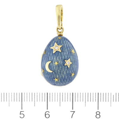 Faberge Enamel Star & Moon Locket Pendant - 2