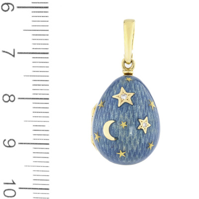 Faberge Enamel Star & Moon Locket Pendant - 3