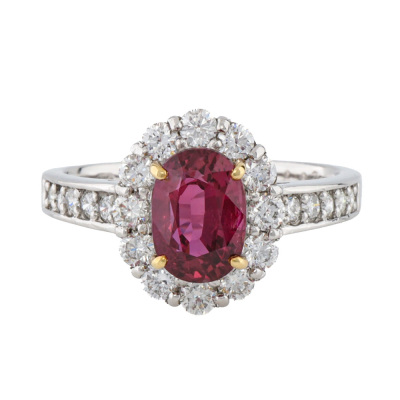 Unheated Ruby 2.02ct and Diamond Ring