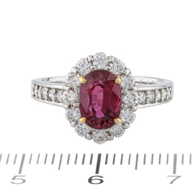 Unheated Ruby 2.02ct and Diamond Ring - 2